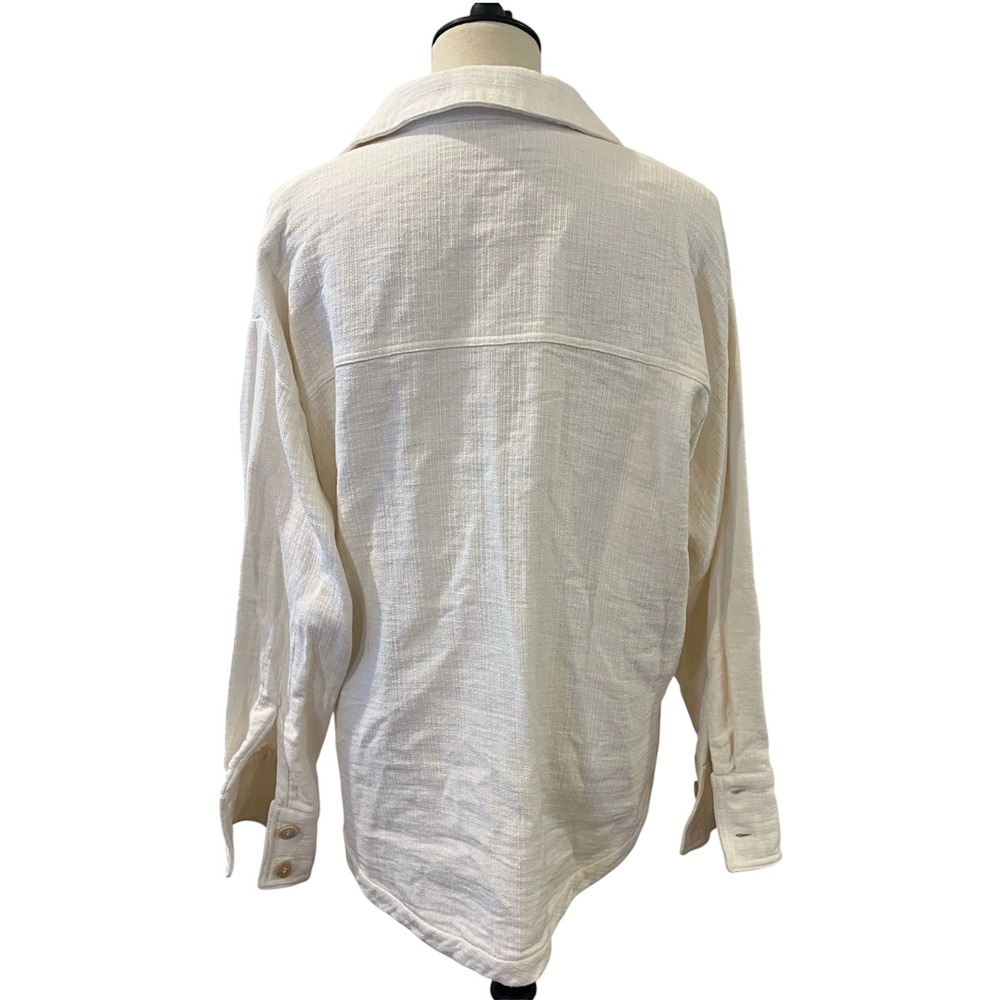 Zara Heavyweight Gauze Rustic Overshirt Shacket Pockets Cream Sz XL NEW - Picture 4 of 8